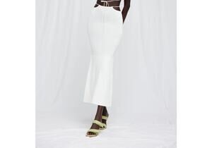 SIGNIFICANT OTHER Skye Ribbed Knit Midi Skirt - Cream Ivory - Size 4